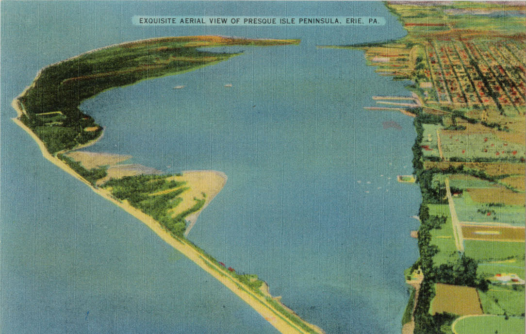 Exquisite Aerial View of Presque Isle Peninsula, Erie PA