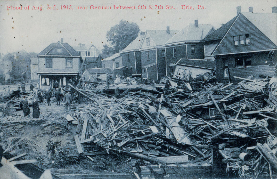 Flood of Aug 3rd 1915, near German between 6th & 7th Sts, Erie PA