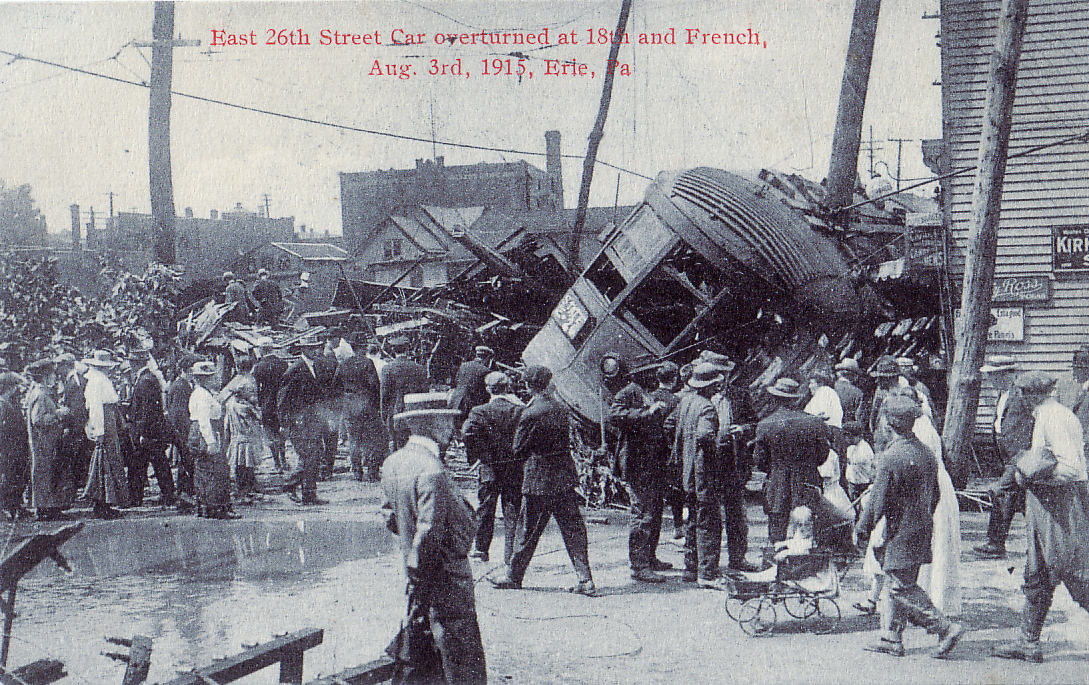 East 26th Street Car overturned at 18th and French, Aug 3rd, 1915, Erie PA