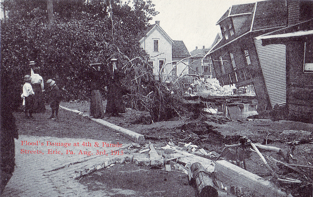 Flood's Damage at 4th & Parade Streets, Erie PA, Aug 3rd, 1915