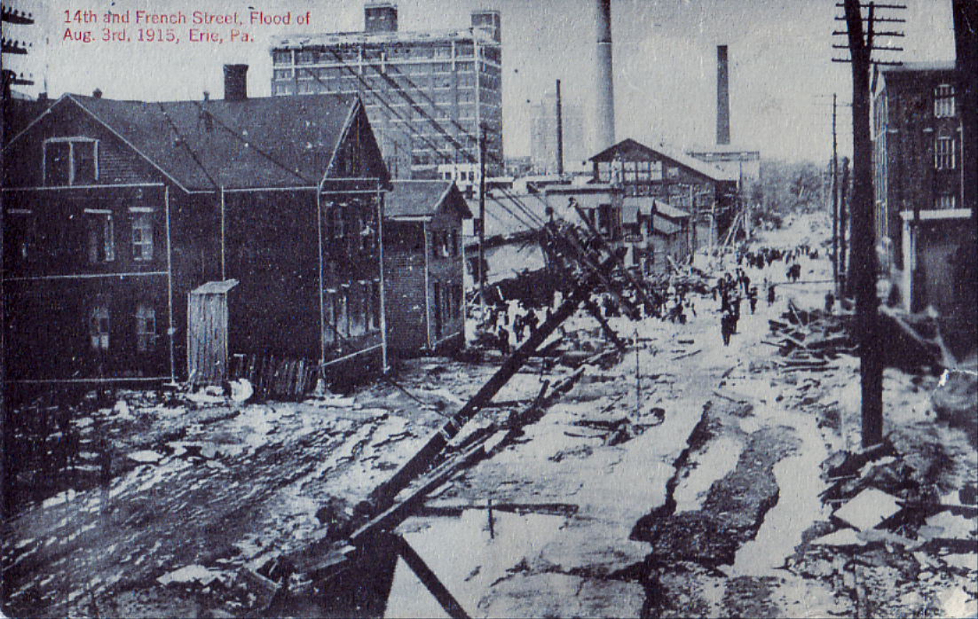 14th and French Street, Flood of Aug 3rd 1915, Erie PA