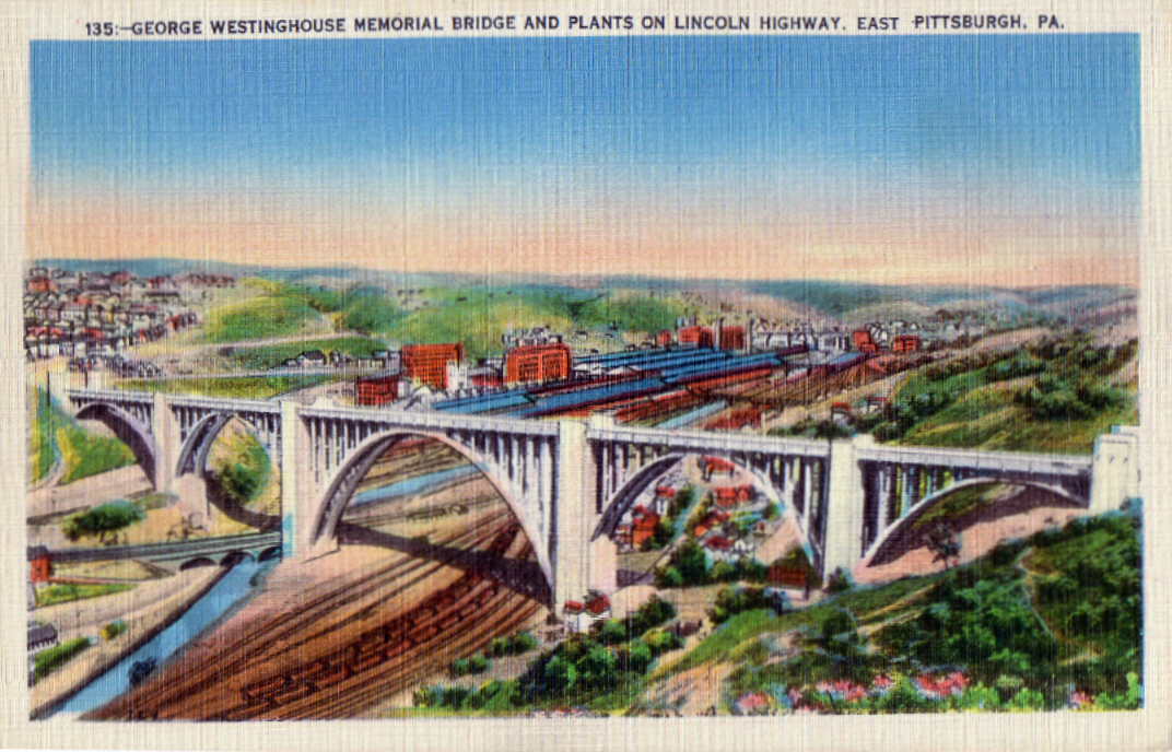 George Westinghouse Memorial Bridge and Plants on Lincoln Highway, East Pittsburgh PA