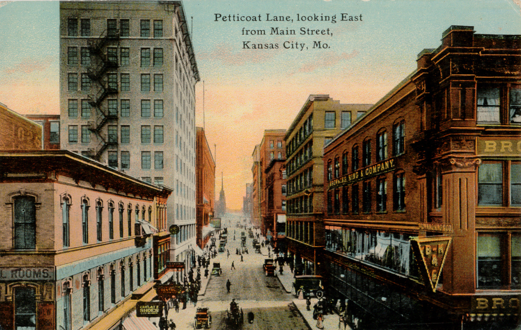 Petticoat Lane, looking East from Main Street, Kansas City MO